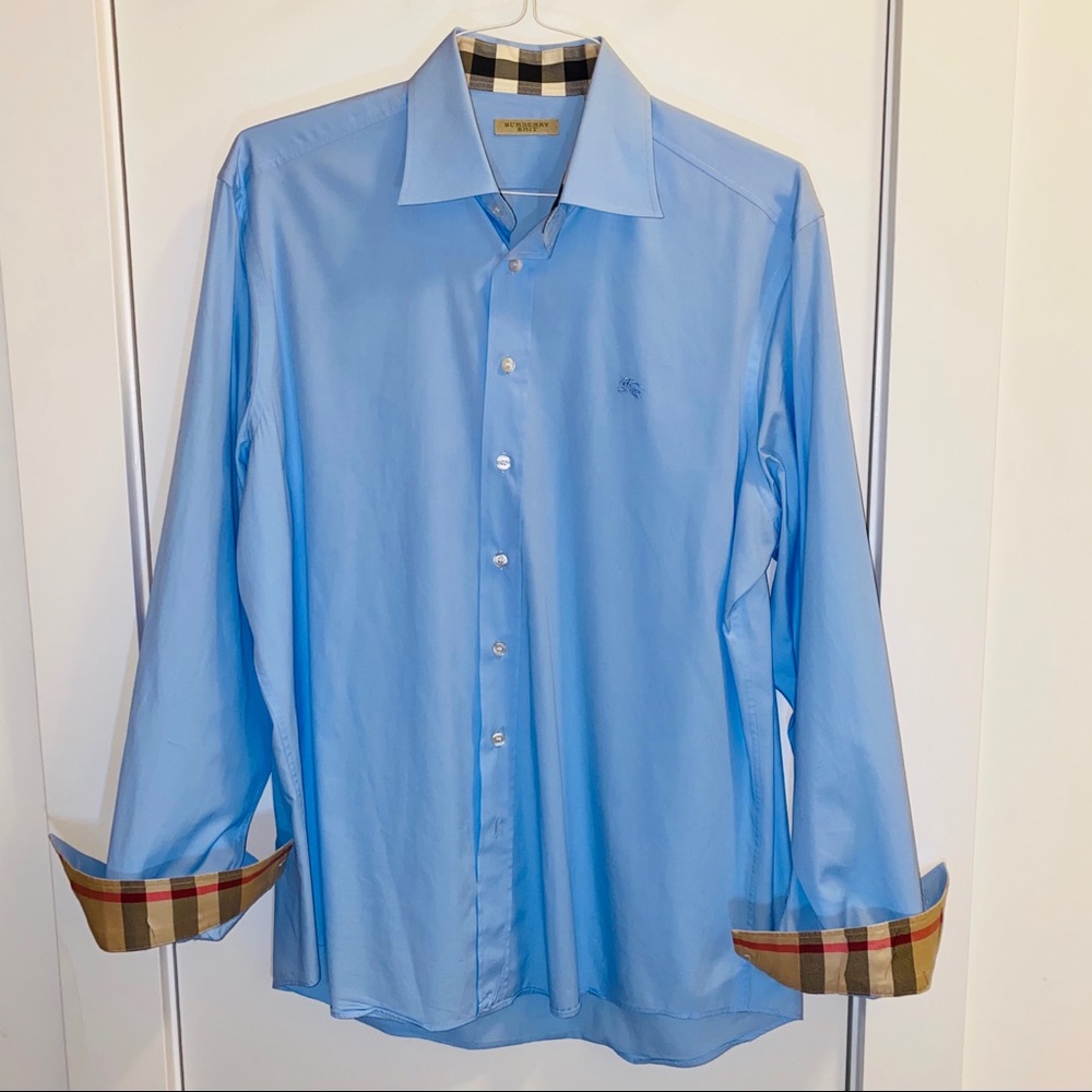 Burberry Dress Shirt - Sky Blue w/ check pattern